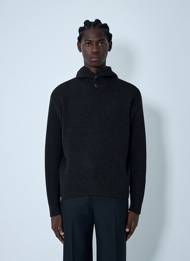 Knitted Hooded Sweatshirt Lemaire Knitted Hooded Sweatshirt Dark Brown lem0162013