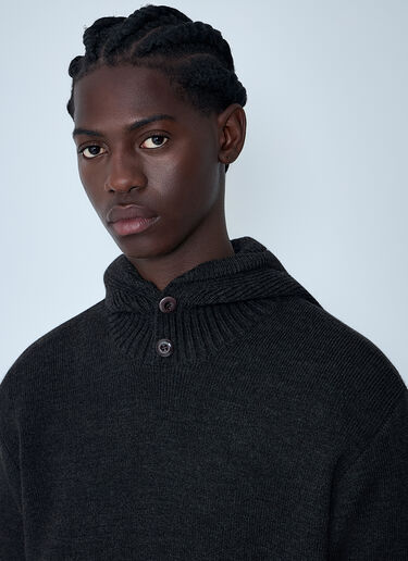 Knitted Hooded Sweatshirt Lemaire Knitted Hooded Sweatshirt Dark Brown lem0162013