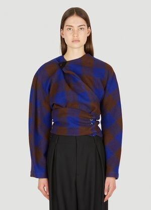 Lemaire Checked Wrap Top Blue lem0250018
