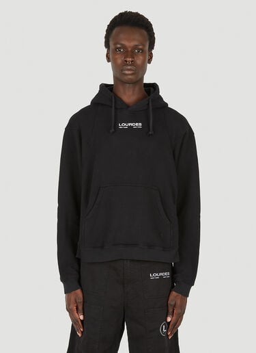 Lourdes Logo Print Basic Hooded Sweatshirt Black lou0149004