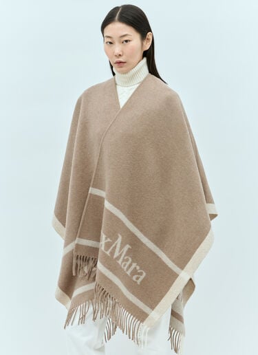 프린지 디테일 울 망토 Max Mara 프린지 디테일 울 망토 브라운 max0255036