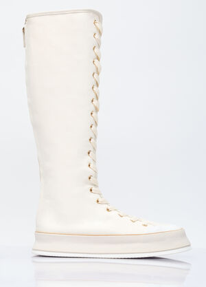 Max Mara 캔버스 레이스업 부츠 화이트 max0255037