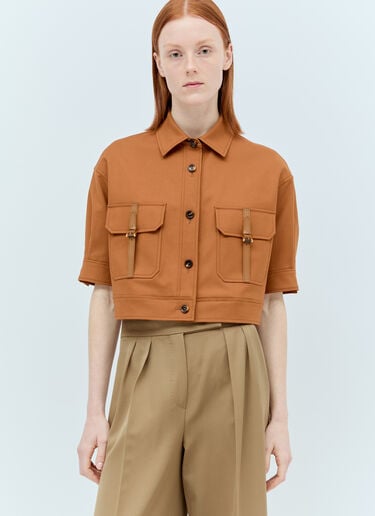 Max Mara 면 캔버스 크롭 재킷  브라운 max0256008