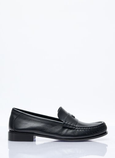 Logo Plaque Leather Loafers Max Mara Logo Plaque Leather Loafers Black max0257045