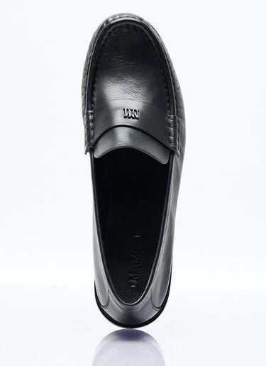 Logo Plaque Leather Loafers Max Mara Logo Plaque Leather Loafers Black max0257045