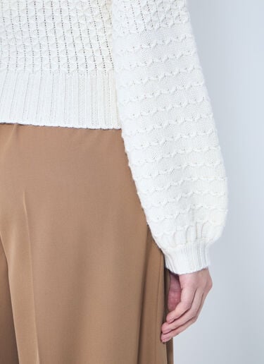 Wool And Cashmere Decorative-Stitch Sweater Max Mara Wool And Cashmere Decorative-Stitch Sweater White max0259031