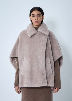Max Mara Burshed Wool Poncho Beige max0262031