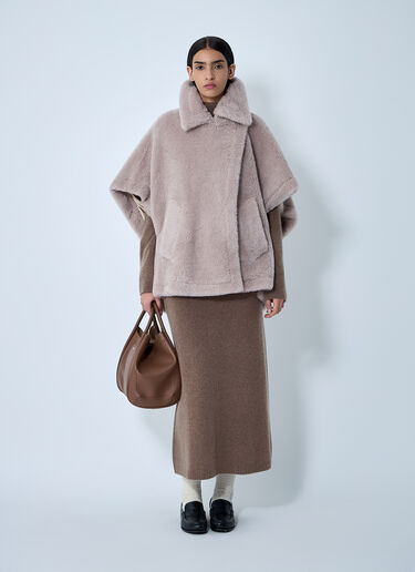 Max Mara Burshed Wool Poncho Beige max0262031