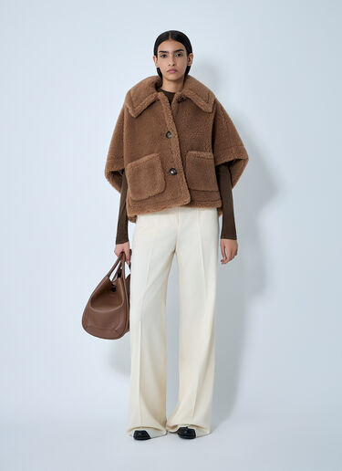 Max Mara Burshed Wool Poncho Camel max0262032