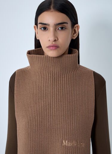 Max Mara Logo Motif Wool Scarf Camel max0262034
