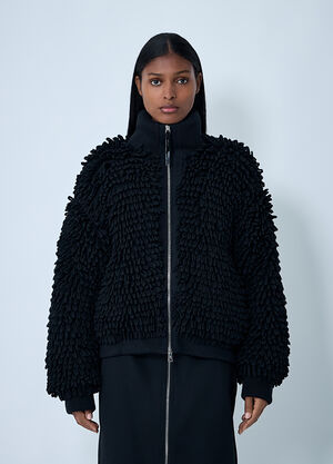 Moncler x EE72 by Edward Enninful Textured Wool-Blend Cardigan Black mee0262008
