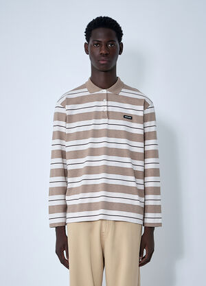 Miu Miu Striped Polo Shirt Beige miu0161009