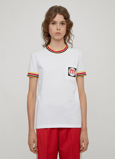 Striped Rubber Logo Patch T Shirt MiuMiu Striped Rubber Logo Patch T Shirt White miu0233010