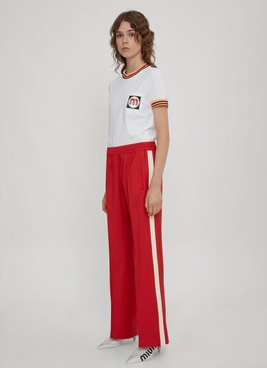 Striped Rubber Logo Patch T Shirt MiuMiu Striped Rubber Logo Patch T Shirt White miu0233010