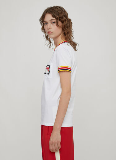 Striped Rubber Logo Patch T Shirt MiuMiu Striped Rubber Logo Patch T Shirt White miu0233010