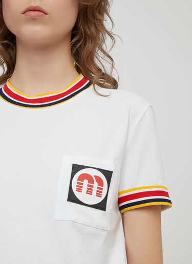 Striped Rubber Logo Patch T Shirt MiuMiu Striped Rubber Logo Patch T Shirt White miu0233010