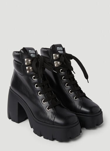 系带厚底靴 Miu Miu 系带厚底靴 黑色 miu0250056