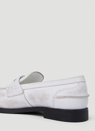 Painted Penny Loafers Miu Miu Painted Penny Loafers White miu0251012