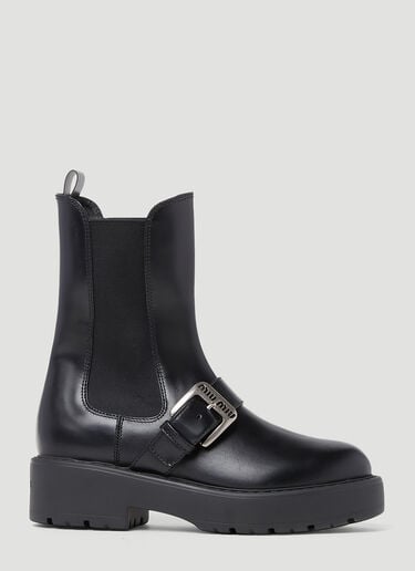 Logo Buckle Boots Miu Miu Logo Buckle Boots Black miu0252065