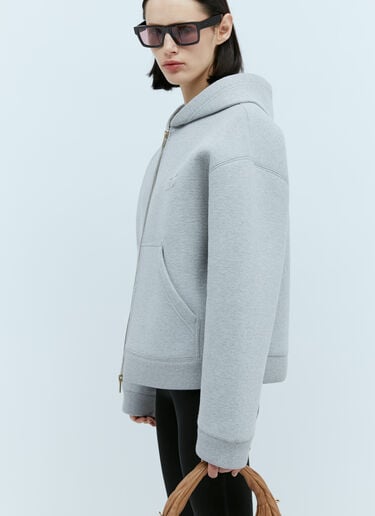Miu Miu 压纹徽标连帽运动衫 灰色 miu0254008