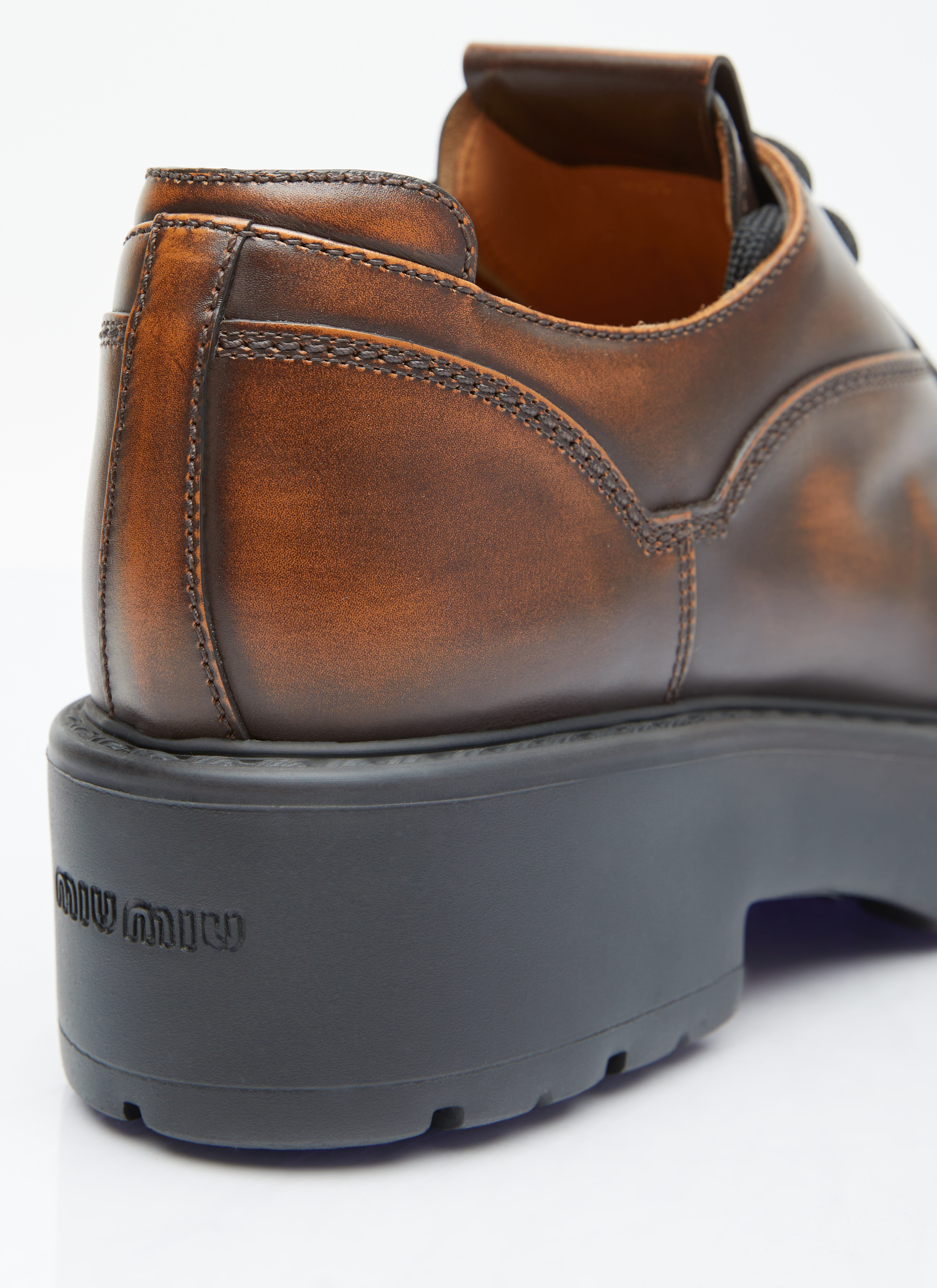 靴 miumiu archive leather shoes Miu Miu Women's' Laced Fumé Leather Shoes in Brown | LN-CC®