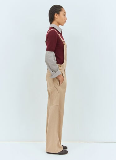 Logo Embossed Overalls Miu Miu Logo Embossed Overalls Beige miu0255001