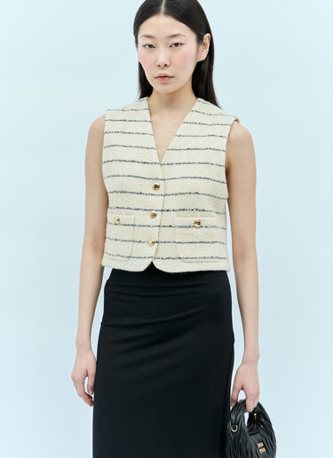 Striped Bouclé Gilet Miu Miu Striped Bouclé Gilet Cream miu0256005
