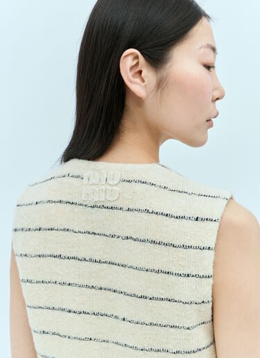 Striped Bouclé Gilet Miu Miu Striped Bouclé Gilet Cream miu0256005
