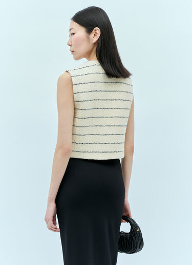 Striped Bouclé Gilet Miu Miu Striped Bouclé Gilet Cream miu0256005