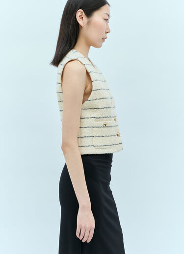 Striped Bouclé Gilet Miu Miu Striped Bouclé Gilet Cream miu0256005