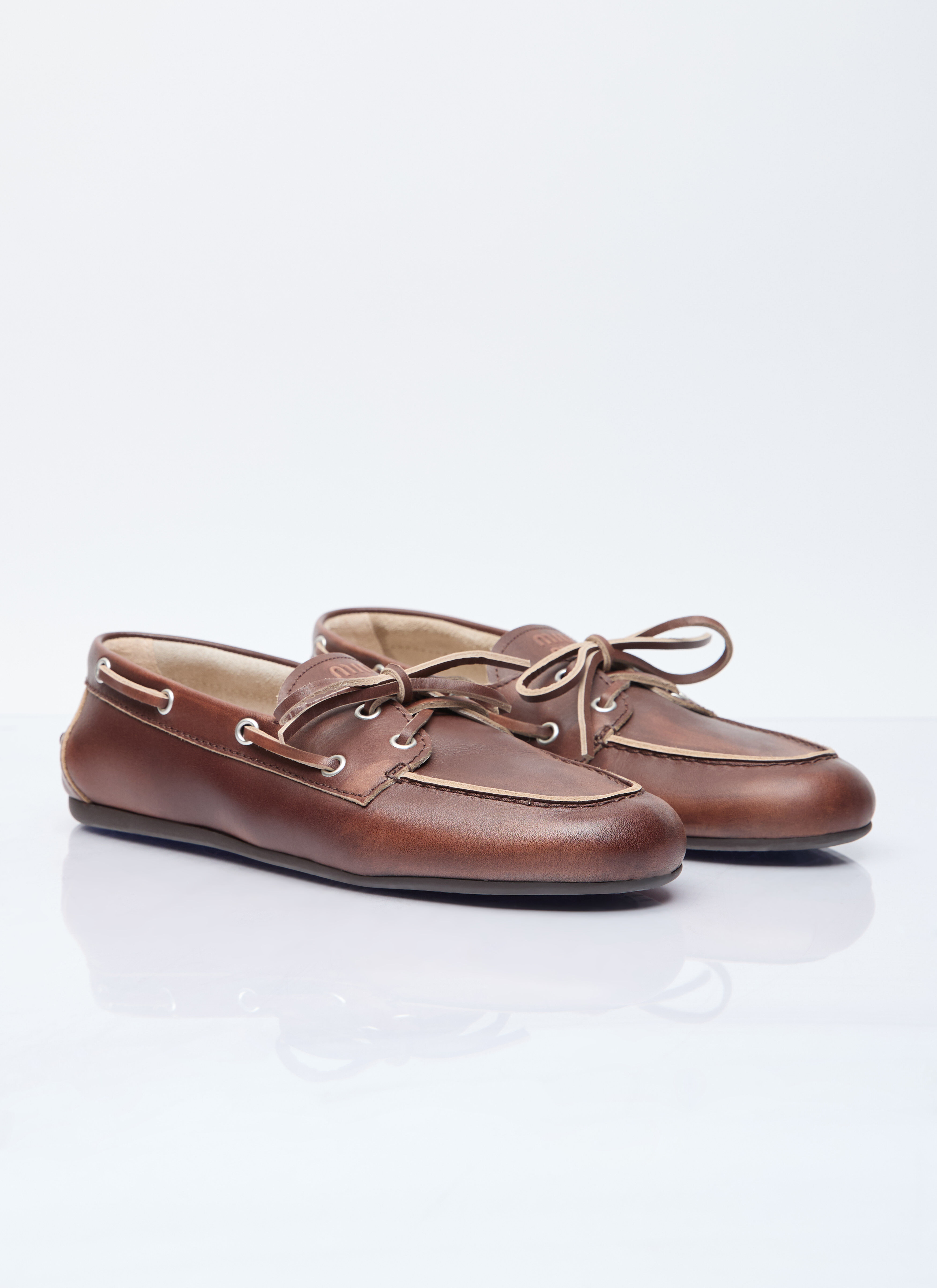 Miu Miu Women's' Lace-Up Loafers in Brown | LN-CC®