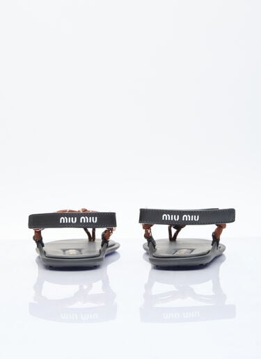 Riviere Cord And Leather Sandals Miu Miu Riviere Cord And Leather Sandals Brown miu0256048