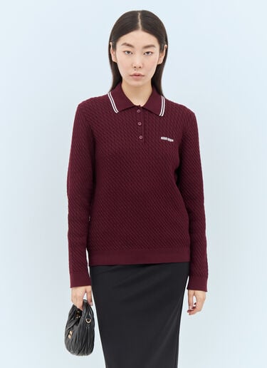绞花针织 Polo 衫 Miu Miu 绞花针织 Polo 衫 红色 miu0257003
