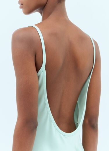 Logo Patch Satin Dress Miu Miu Logo Patch Satin Dress Green miu0257008
