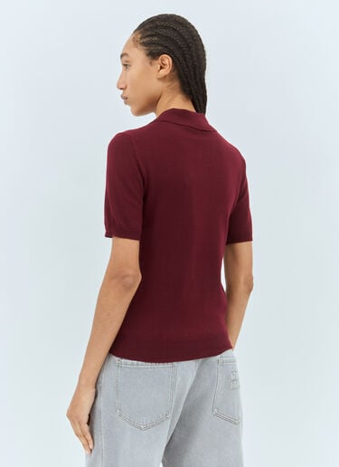 Wool Polo Shirt Miu Miu Wool Polo Shirt Burgundy miu0258076