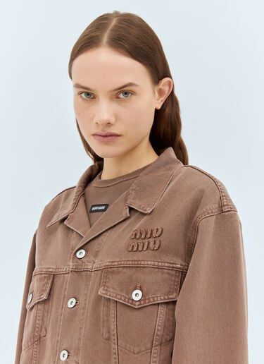 Garment-Dyed Denim Jacket Miu Miu Garment-Dyed Denim Jacket Brown miu0259005