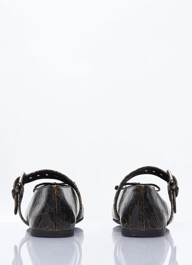 Crackled Leather Ballerina Shoes Miu Miu Crackled Leather Ballerina Shoes Brown miu0259022