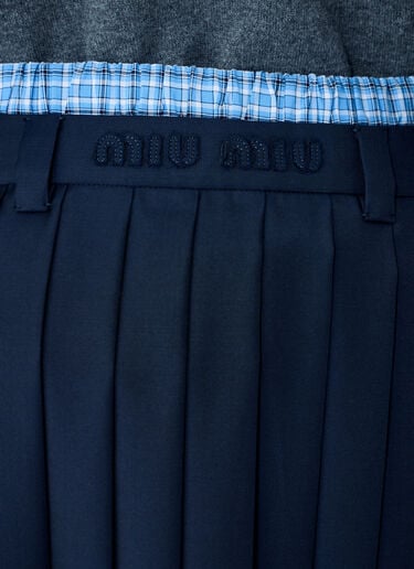 Miu Miu Pleated Batavia Midi Skirt Blue miu0260007
