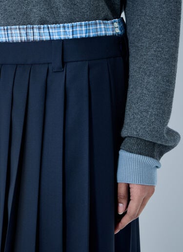 Miu Miu Pleated Batavia Midi Skirt Blue miu0260007