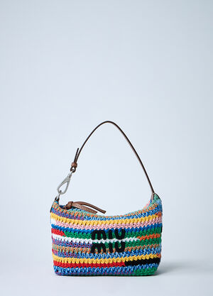Miu Miu Logo Motif Crochet Shoulder Bag Blue miu0260030