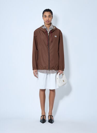 Technical Fabric Hooded Jacket Miu Miu Technical Fabric Hooded Jacket Brown miu0260060