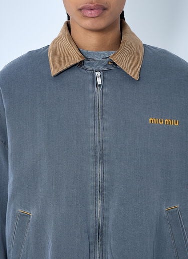 Chambray Jacket With Velvet Collar Miu Miu Chambray Jacket With Velvet Collar Grey miu0260064