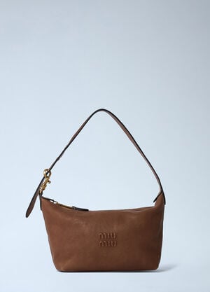 Miu Miu Leather Logo Motif Shoulder Bag Brown miu0262002