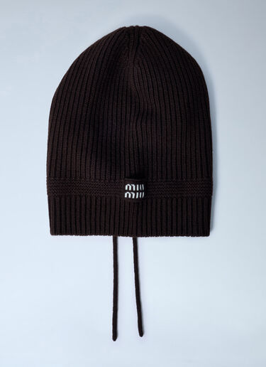 Logo Motif Beanie Hat Miu Miu Logo Motif Beanie Hat Brown miu0262010