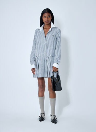 Striped Pleated Dress Miu Miu Striped Pleated Dress White miu0262101