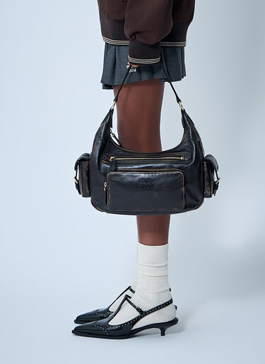 ポケットレザー ショルダーバッグ Miu Miu ポケットレザー ショルダーバッグ ブラウン miu0262115