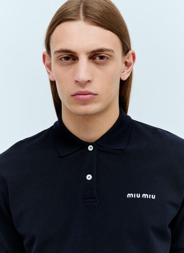 로고 자수 폴로 셔츠 Miu Miu 로고 자수 폴로 셔츠 블루 miu0356002