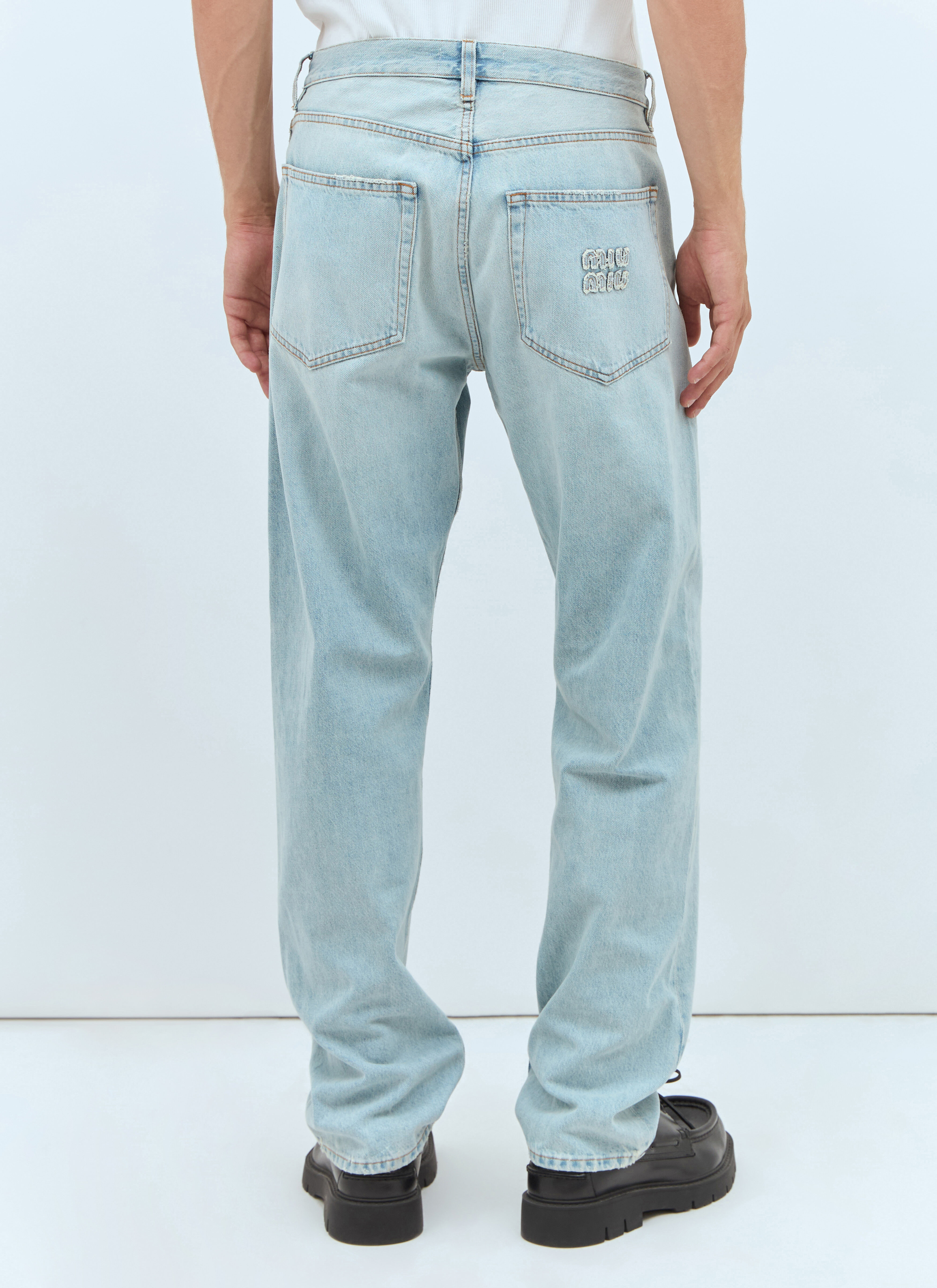 Miu Miu Men's' Logo Patch Jeans in Blue | LN-CC®