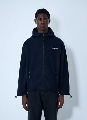 Miu Miu Hooded Logo Motif Sweatshirt Blue miu0362002