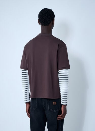 Logo Motif Polo Shirt Miu Miu Logo Motif Polo Shirt Brown miu0362004